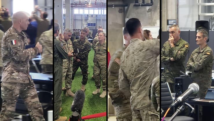 חיילי "כל העולם ואשתו" בקריית גת, היום (צילום: איתמר אייכנר) מזכיר המדינה מרקו רוביו בביקור במפקדה האמריקאית CMCC