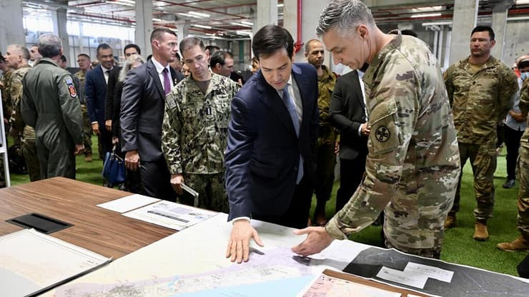 צילום: David Azagury, U.S. Embassy Jerusalem מזכיר המדינה של ארה"ב מרקו רוביו בביקור בבסיס המפקדה האמריקנית בישראל