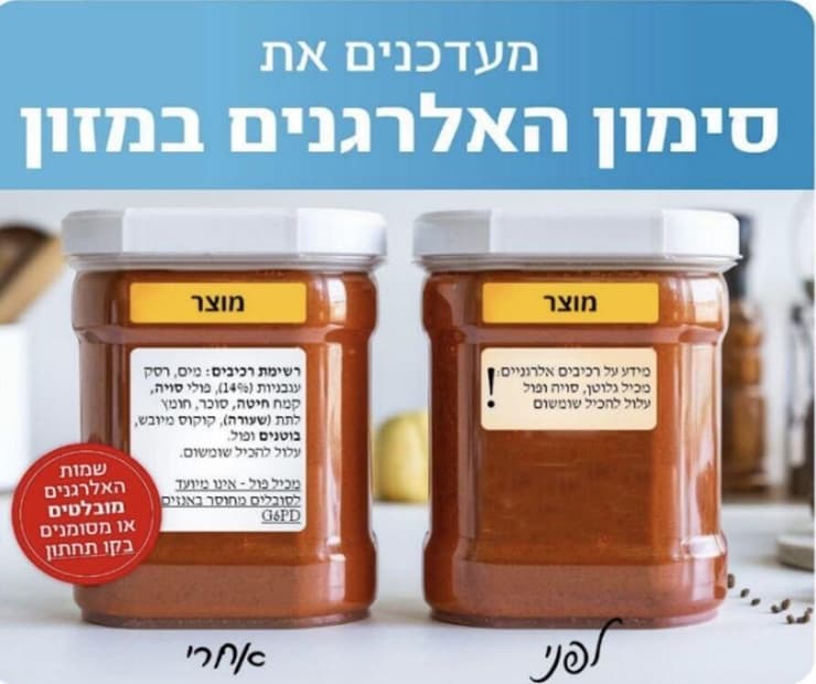הסימון החדש לאלרגנים (צילום מסך) הסימון החדש לאלרגנים