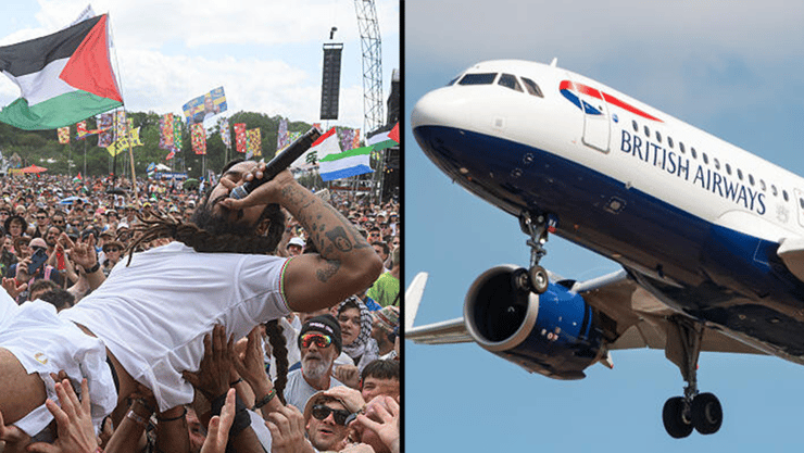 מטוס של בריטיש איירווייז על רקע בוב וילן (צילום: Leon Neal/Getty Images ו-shutterstock) מטוס של בריטיש איירווייז על רקע בוב וילן