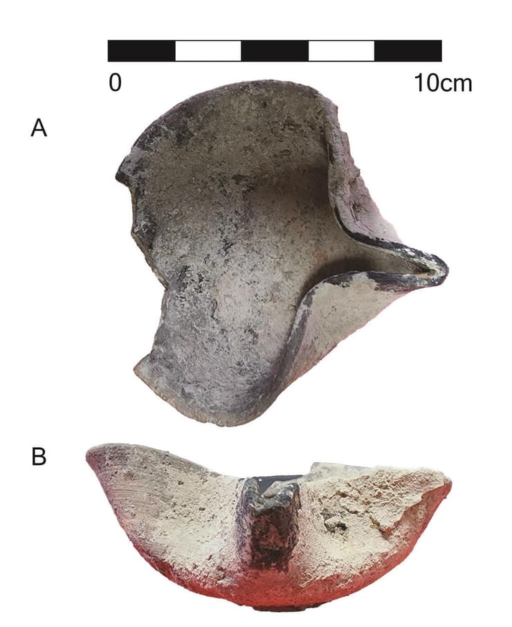 שרידי נר שמן ממלוכי (התגלה במורד הנחל) שהיה בשימוש עד המאה ה-16 (צילום: מתוך כתב העת Water History) שרידי נר שמן ממלוכי (התגלה במורד הנחל) שהיה בשימוש עד המאה ה-16
