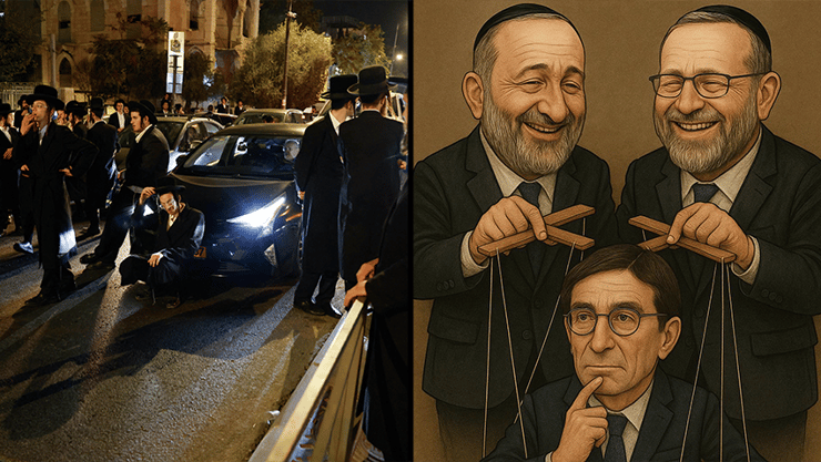 הקריקטורה שליברמן שיתף, והפגנות חרדים נגד גיוס (צילום: REUTERS/Ammar Awad, סעיף 27א) עימות בין חרדים לשוטרים בשכונת מאה שערים