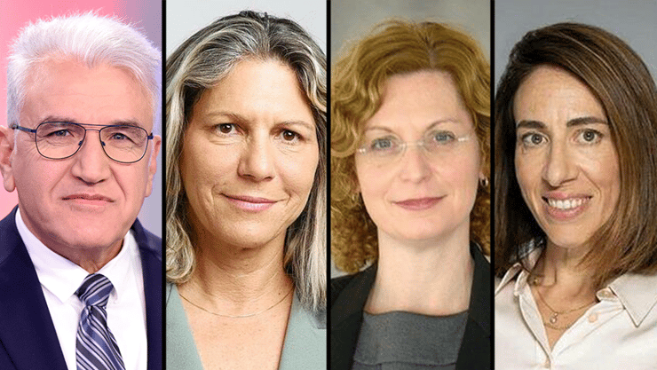 מימין לשמאל: ד"ר לנה קורן פלדמן, פרופסור ענת אנגל, אסנת לב ציון קורח, פרופ' סלמאן זרקא (צילום: רמי זרנגר, ליאת מנדל) ד"ר לנה קורן פלדמן, פרופסור ענת אנגל, אסנת לב ציון קורח, פרופ' אבי ניסן פרופ' סלמאן זרקא