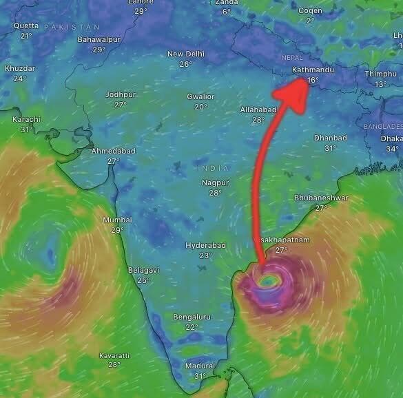 מסלול הסופה סופת שלגים בצפון נפאל