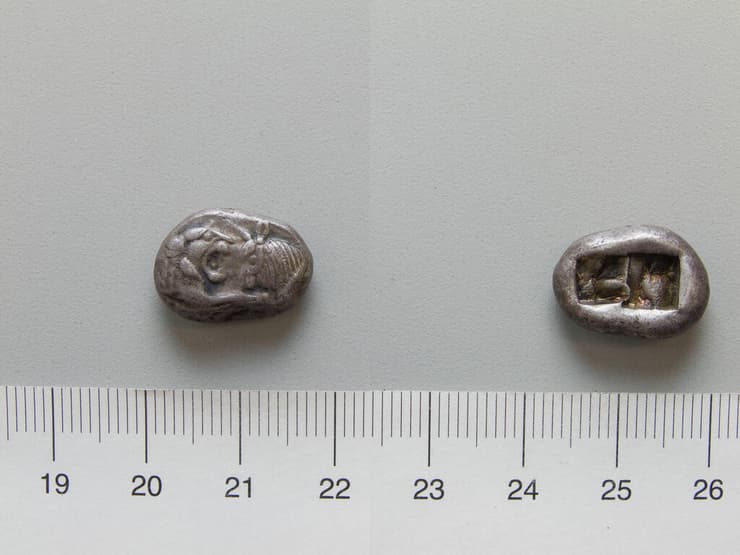 מטבע יווני עתיק בשם סטטר, שהוטבע בימי המלך קרויסוס