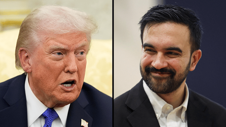 טראמפ וממדאני. המועמד הדמוקרטי שהזקרים חוזים לו ניצחון מבטיח להיאבק בנשיא: "המילה שלו היא לא חוק" (צילום: רויטרס/REUTERS/Kylie Cooper, AP Photo/Alex Brandon) ממדאני וטראמפ