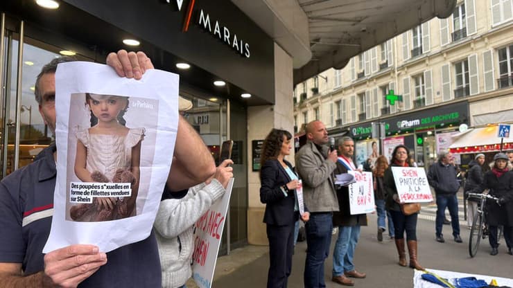 מחאה נגד חנות שיין בפריז