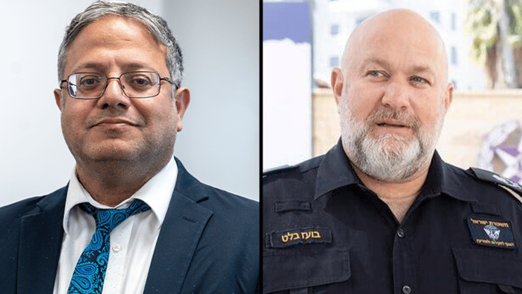 בלט ובן גביר (צילום: לע"מ, שלו שלום) חצאים בן גביר וניצב בועז בלט