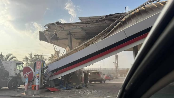 קריסת תחנת דלק בכביש 2 במחלף אולגה