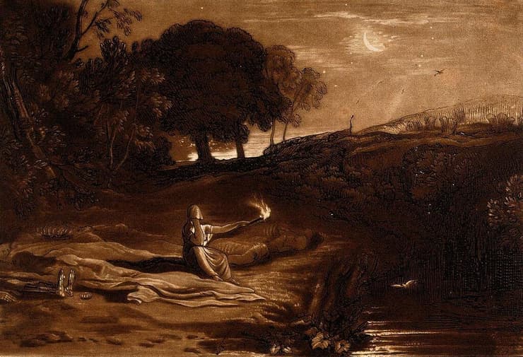 רצפה מגוננת על גופות בניה – ציור של ויליאם טרנר מהמאה ה-19