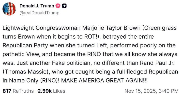 דונלד טראמפ על מרג'ורי טיילור גרין