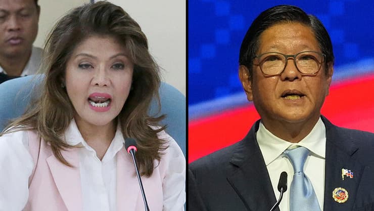 מרקוס ג'וניור ואחותו איימי (צילום: Rafiq Maqbool/AP, Aaron Favila/AP) נשיא הפיליפינים פרדיננד מרקוס