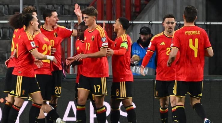 שחקני בלגיה חוגגים