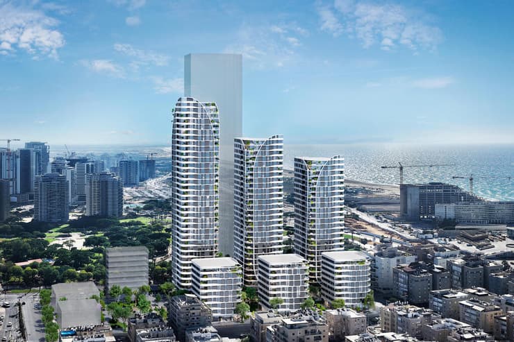 הדמיית מתחם יצחק שדה בלפור לאחר מיזם פינוי בינוי בבת ים (הדמיה: סטודיו קסם הדמיות) הדמיית מתחם יצחק שדה בלפור לאחר מיזם פינוי בינוי בבת ים