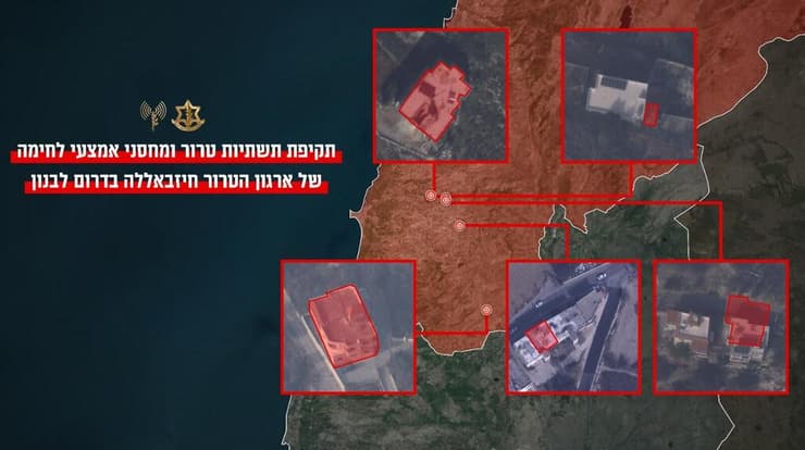 מפת תקיפות מחסני אמל"ח של חיזבאללה