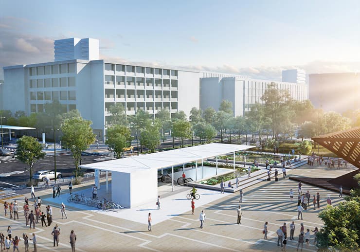 תחנת כיכר רבין של הרכבת הקלה בקו הירוק (צילום: נת״ע) תחנת כיכר רבין של הרכבת הקלה בקו הירוק