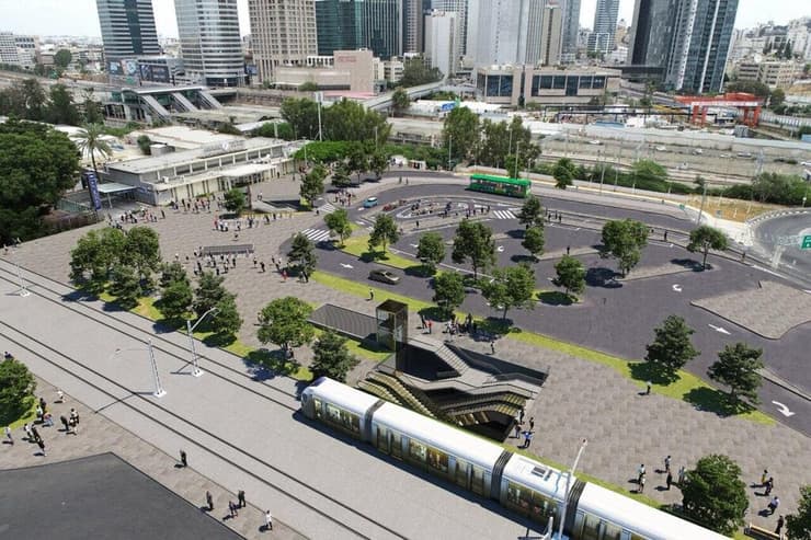 הכל במתחם אחד. תחנת סבידור מרכז ב-2040, עם רכבת קלה מעל הקרקע, מטרו מתחת לקרקע ומעבר לרכבת ישראל (צילום: נת״ע) תחנת סבידור מרכז ב-2040: רכבת קלה מעל הקרקע, מטרו מתחת לקרקע ומעבר לרכבת ישראל: הכל במתחם אחד