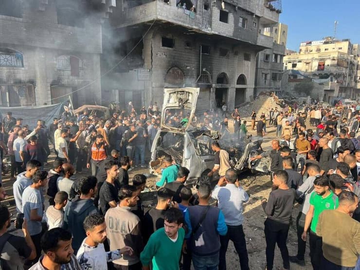 התקיפה בשכונת רימאל בעיר עזה תקיפת רכב בשכונת רימאל בעיר עזה