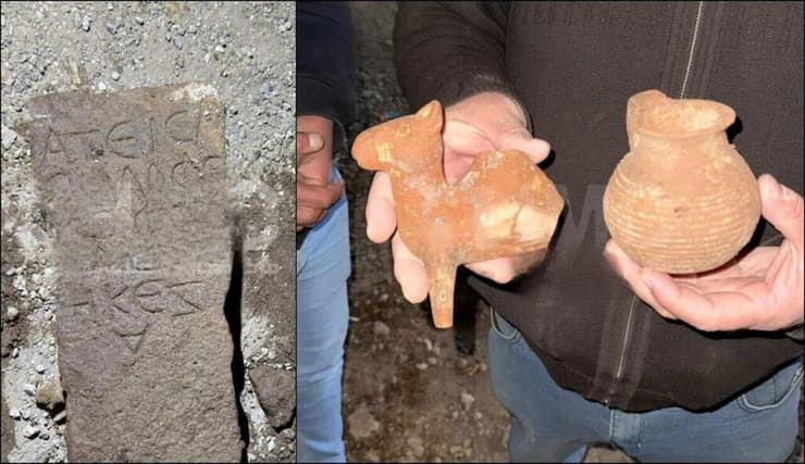 חלק מהממצאים שהתגלו באתר