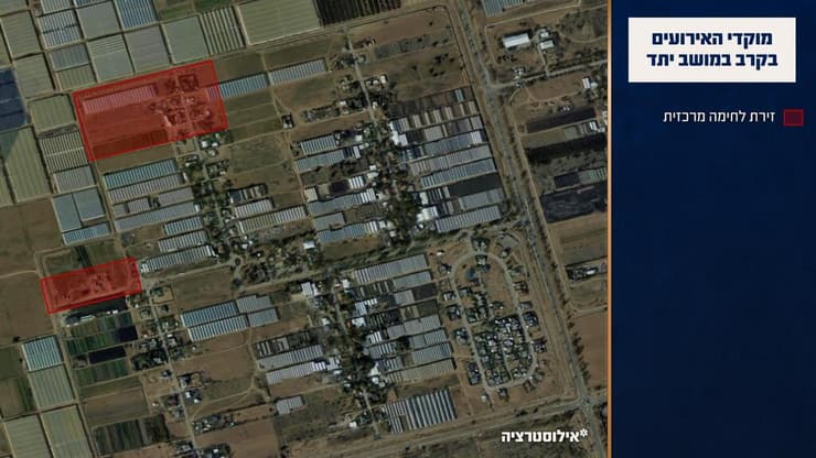 גרפיקה המציגה את מוקדי האירועים בזמן הלחימה במושב יתד
