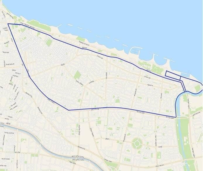 מפה ובה הרחובות המסומנים בכחול בהם תוגבל המהירות המירבית ל 30 קמ"ש 
