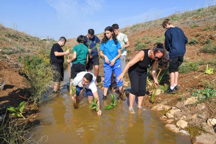 התלמידים בנחל הקישון