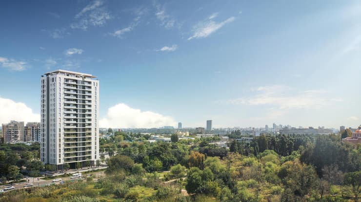 הדמיית המגדל של אזורים Living ומנרב בתל אביב