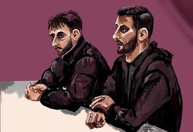 האחים מווחמד ומוהנד, באיור מתוך משפטם. האחיות התגייסו למענם הולנד רצח על כבוד המשפחה מוסלמית ריאן