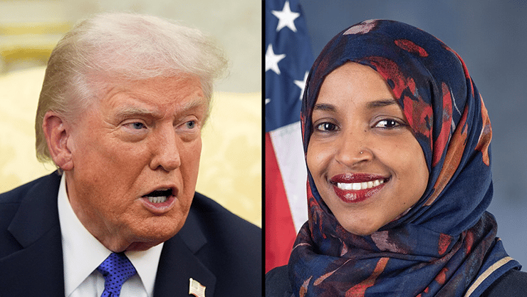 אילהאן עומאר והנשיא טראמפ. "זה לא אכיפת חוק, זו אלימות מדינתית" (צילום: מתוך ויקיפדיה, AP Photo/Alex Brandon) דונלד טראמפ אילהאן עומאר