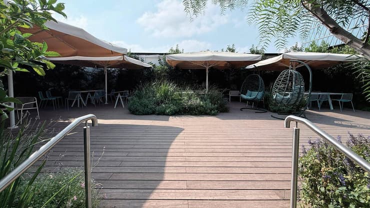 גג ירוק במגדל אינפיניטי פארק רעננה (צילום: צוות פארק אינפיניטי) גג ירוק במגדל אינפיניטי פארק רעננה