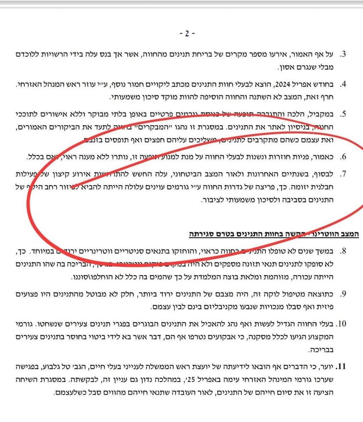 התשובה של המנהל האזרחי ורט"ג