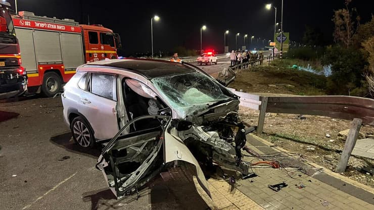 זירת התאונה הקטלנית בצומת כפר חסידים בכביש 70, שבה נהרג צעיר