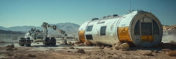 מעבדת רובוטיקה עם מתחמי ניסוי בשטח המדברי שיאפשרו לבחון טכנולוגיות בקלות. הדמיה של מתחם ניסוי במצפה רמון 