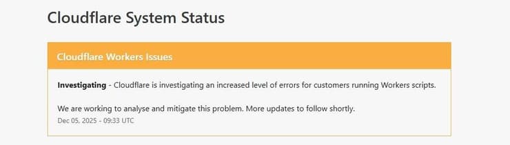 התקלה שמופיעה באתר של cloudflare