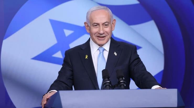 מתוך מסיבת עיתונאים של נתניהו ומרץ (צילום: אלכס קולומויסקי) מסיבת עיתונאים של נתניהו ומרץ