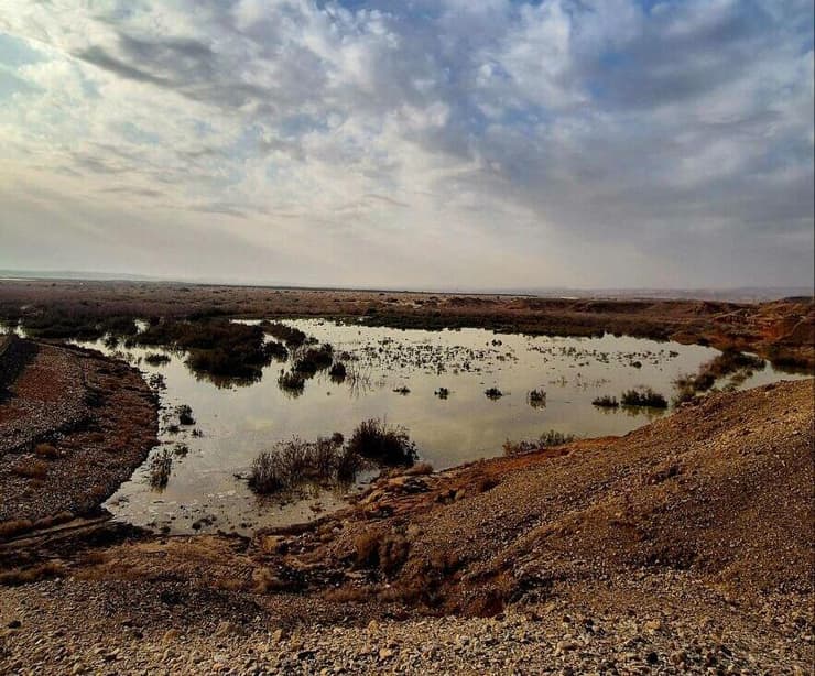 מאגר נקרות מתמלא, אחרי חורפים שחונים באזור (צילום: אורן קורין, מנכ"ל רשות ניקוז ערבה) שיטפון בנחל נקרות