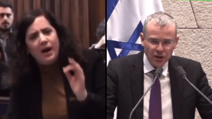 העימות במליאה (צילום: ערוץ הכנסת) יריב לוין נעמה לזימי