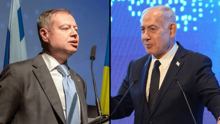 נתניהו והשגריר קורניצ'וק (צילום: תומר שונם הלוי, שגרירות אוקראינה) בנימין נתניהו ייבגן קורניצ'וק
