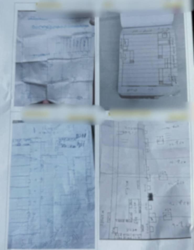 תרשימים שנמצאו אצל האסירים בבית הכלא