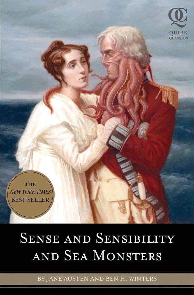 עטיפת הספר Sense and Sensibility and Sea Monsters (באדיבות Quirk Books) עטיפת הספר Sense and Sensibility and Sea Monsters