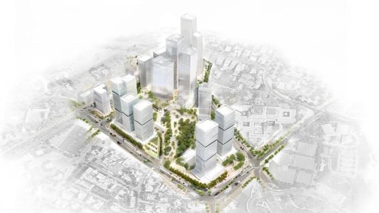 תוכנית קריית ממשלה בגין ירושלים (הדמיה: סקורקא אדריכלים, הרשות לפיתוח ירושלים) תוכנית קריית ממשלה בגין ירושלים