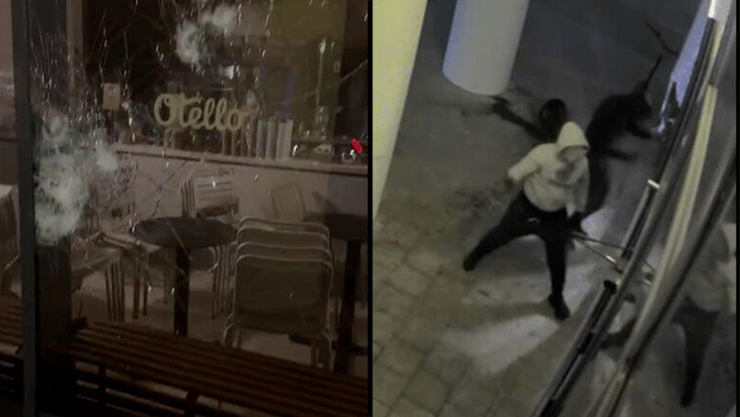 שני רעולי פנים גרמו לנזק רב לגלידריה בהרצליה