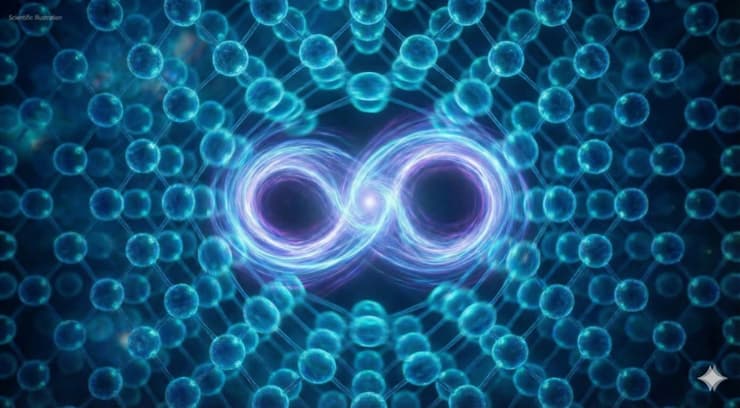 חלקיק כמערבולת: האלקטרון אינו גוף נפרד, אלא תבנית תנועה יציבה ומורכבת בתוך מרקם הסריג, בדומה למערבולת בתוך מים