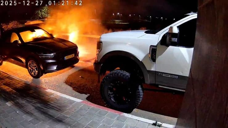 תיעוד מהצתת רכב ביישוב גבעות בר