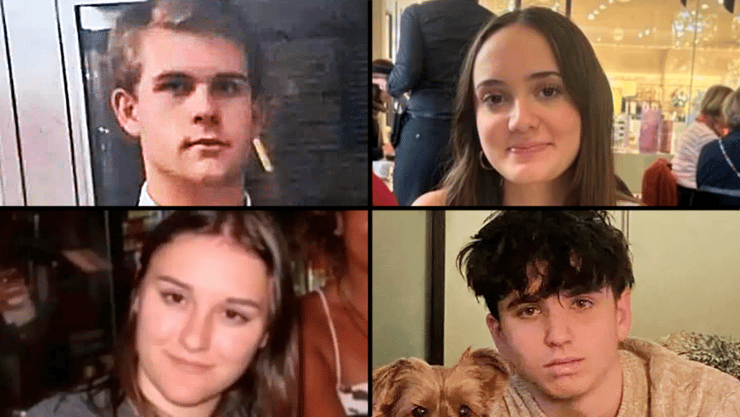 בת 15, בן 16, בן 16, בת 22. למעלה: אליס ואשיל. למטה: ארתור ואמילי נעדרים באסון בשווייץ