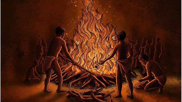 שחזור של טקס הבערת המדורות במלאווי לפני כ-9,500 שנים