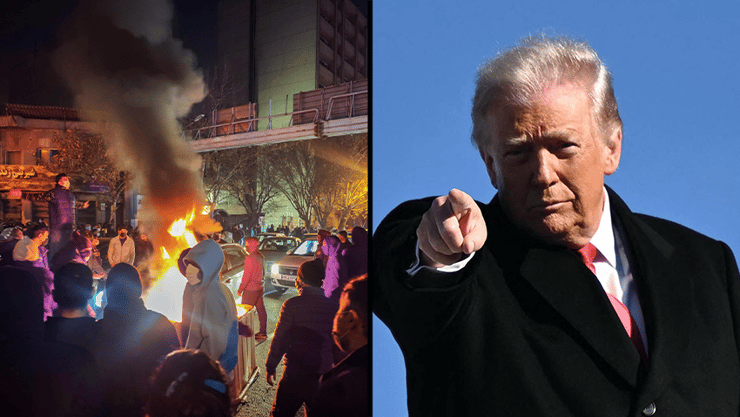 טראמפ מחאה מחאות הפגנה הפגנות איראן טהרן 8 בינואר