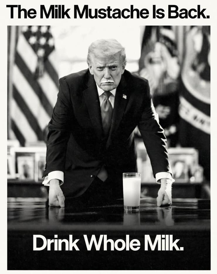 נשיא ארה"ב דונלד טראמפ בקמפיין לשתיית חלב מלא