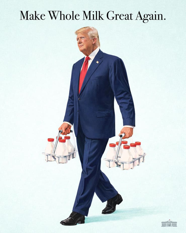 נשיא ארה"ב דונלד טראמפ בקמפיין לשתיית חלב מלא