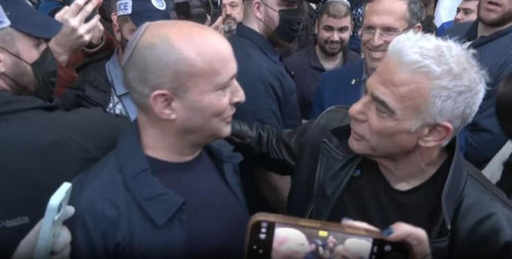 לפיד ובנט בצעדה ועצרת הגיוס הלאומית - כנגד חוק הגיוס בירושלים